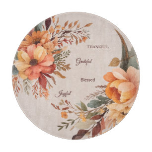 Planche À Découper Merci Grategul Béni Floral Thanksgiving