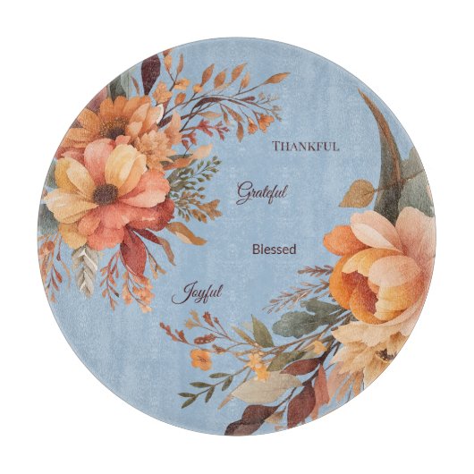 Planche À Découper Merci Grategul Béni Floral Thanksgiving (Devant)