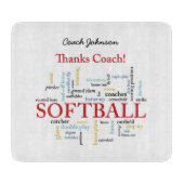 Planche À Découper Merci Les Mots De L'Entraîneur Softball Du Groupe, (Devant)