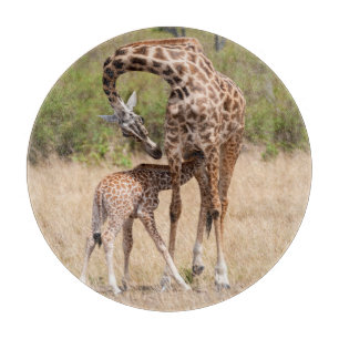 Planche À Découper Mère girafe et bébé au Kenya