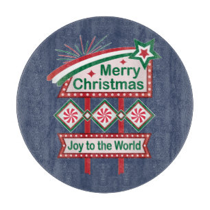 Planche À Découper Merry Christmas Retro Marquee - Joy to the World