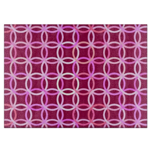 Planche À Découper Mi-siècle Cercles modernes, prune et orchidée rose (Devant)