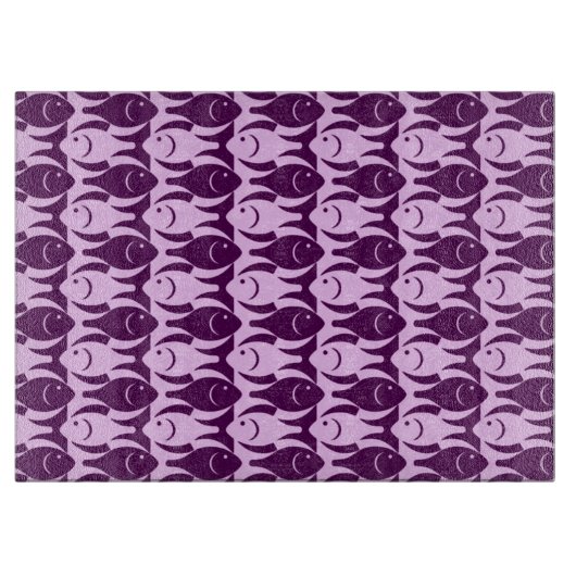 Planche À Découper Mi-siècle Poisson moderne, orchidée et violet (Devant)