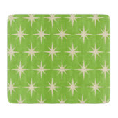 Planche À Découper Mi-siècle Starburts atomiques sur Lime vert (Devant)