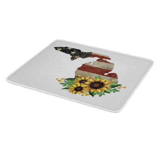 Planche À Découper Michigan State Map US Drapeau Tournesol verre (Coin)