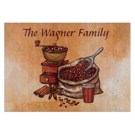 Planche À Découper mignon bar à café ajouter nom (Devant)