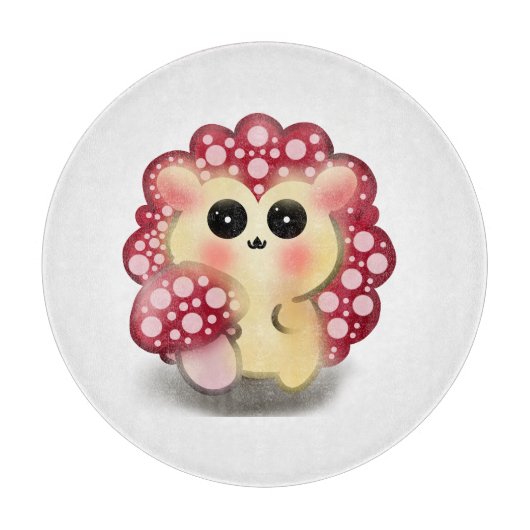 Planche À Découper Mignon Champignon Rouge Kawaii Hérisson Toadstool (Devant)