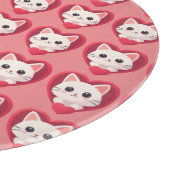 Planche À Découper Mignon Chat Blanc avec Design de Kawaii Kitty Love (Coin)
