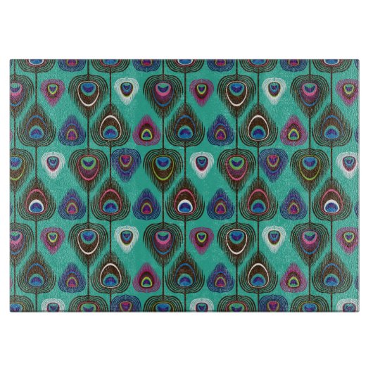 Planche À Découper mignon motif en plumes de paon (Devant)