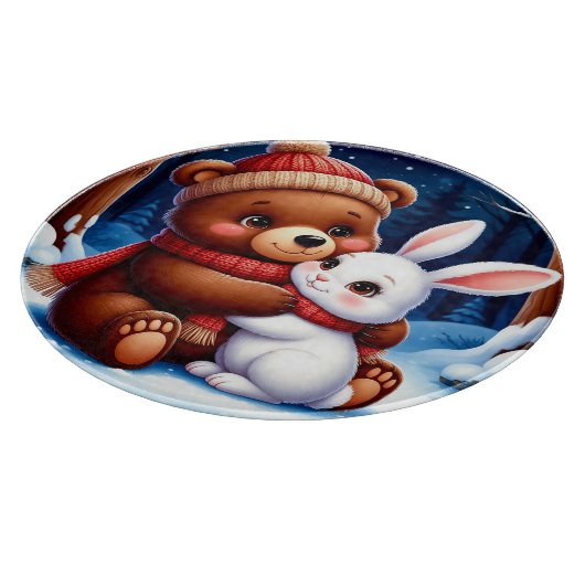 Planche À Découper Mignonne Bear Holding Bunny (Coin)