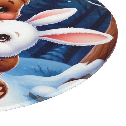 Planche À Découper Mignonne Bear Holding Bunny (Coin)