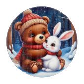 Planche À Découper Mignonne Bear Holding Bunny (Devant)