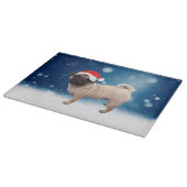 Planche À Découper Mignonne chien Carlin Noël Père Noël Chapeau Neige (Coin)