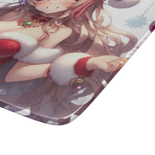 Planche À Découper mignonne fille de Noël anime (Coin)