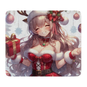 Planche À Découper mignonne fille de Noël anime