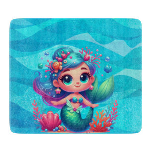 Planche À Découper Mignonne sirène sous-marine
