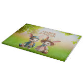 Planche À Découper Mignonne, Whimsical Joyeuse Pâques avec 2 lapins (Coin)