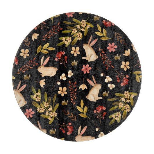 Planche À Découper Mignons lapins : Motif à main aquarelle (Devant)