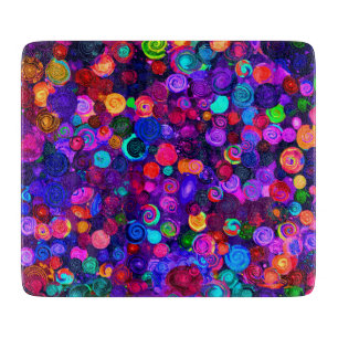 Planche À Découper Mignons motifs de cosmos en spirale colorés