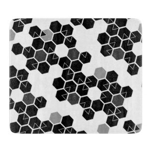 Planche À Découper Mignons motifs de données hexagonales noir et blan