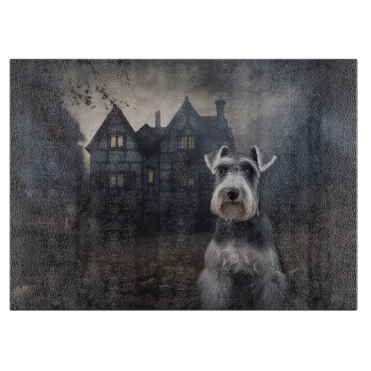 Planche À Découper Miniature Schnauzer Halloween Épouvantable (Devant)