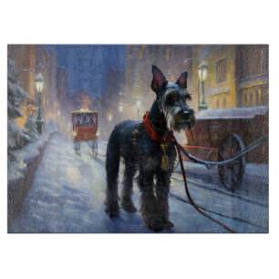 Planche À Découper Miniature Schnauzer Saison festive de Noël