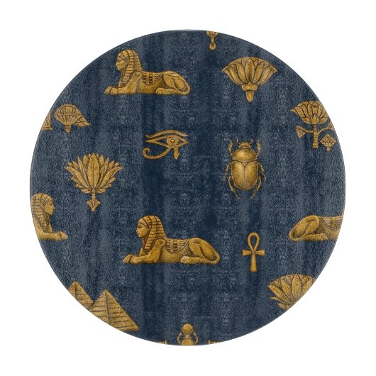 Planche À Découper Minimalist Navy & Antique Gold Egyptian Pattern (Devant)