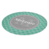 Planche À Découper Mint Carré moderne Motif gris Monogramme (Coin)