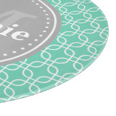 Planche À Découper Mint Carré moderne Motif gris Monogramme (Coin)