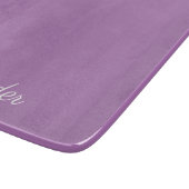 Planche À Découper Modèle blanc violet moderne, script blanc (Coin)