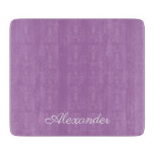 Planche À Découper Modèle blanc violet moderne, script blanc (Devant)