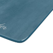 Planche À Découper Modèle bleu turquoise moderne, Script blanc (Coin)