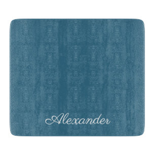 Planche À Découper Modèle bleu turquoise moderne, Script blanc