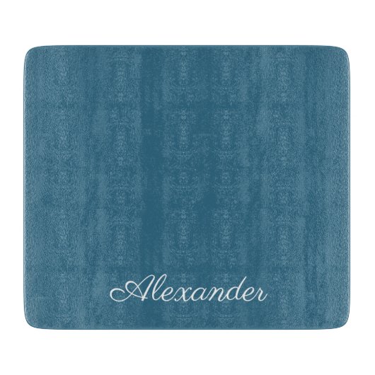 Planche À Découper Modèle bleu turquoise moderne, Script blanc (Devant)