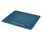 Planche À Découper Modèle bleu turquoise moderne, Script blanc (Coin)