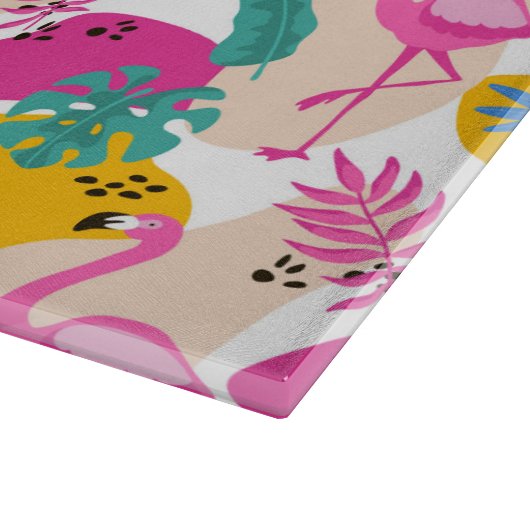 Planche À Découper Modèle flamingo rose carrelé (Coin)