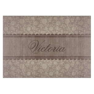 Planche À Découper Modèle Floral Brown décoratif Texte personnalisé