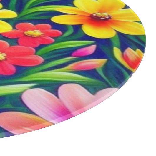 Planche À Découper Modèle floral coloré (Coin)