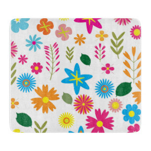 PLANCHE À DÉCOUPER MODÈLE FLORAL COLORÉ