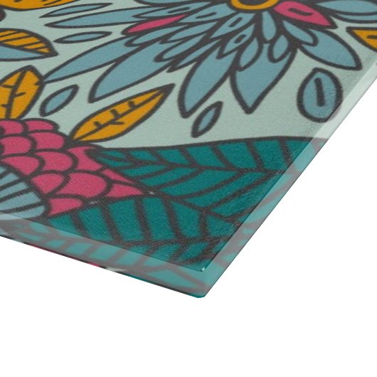 Planche À Découper Modèle floral coloré (Coin)