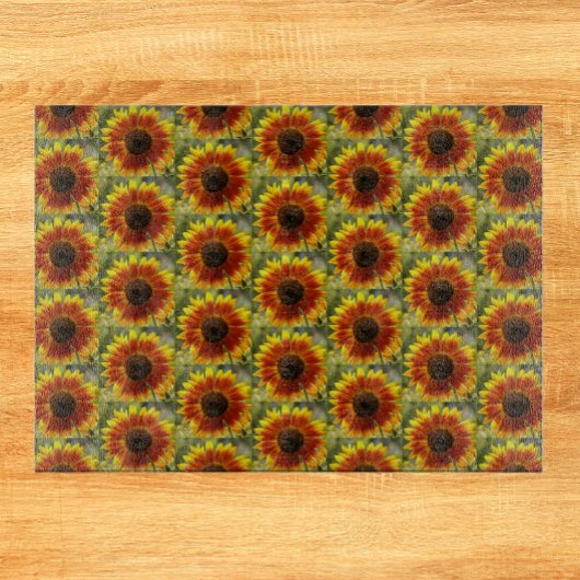 Planche À Découper Modèle floral de tournesol jaune et bronze