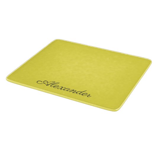 Planche À Découper Modèle jaune clair moderne, Script noir (Coin)