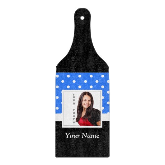 Planche À Découper Modèle photo à points bleu (Devant)