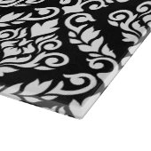 Planche À Découper Modèle Prima Damask blanc sur noir (Coin)