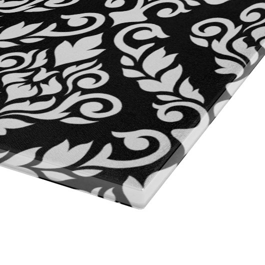 Planche À Découper Modèle Prima Damask blanc sur noir (Coin)