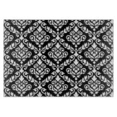 Planche À Découper Modèle Prima Damask blanc sur noir (Devant)