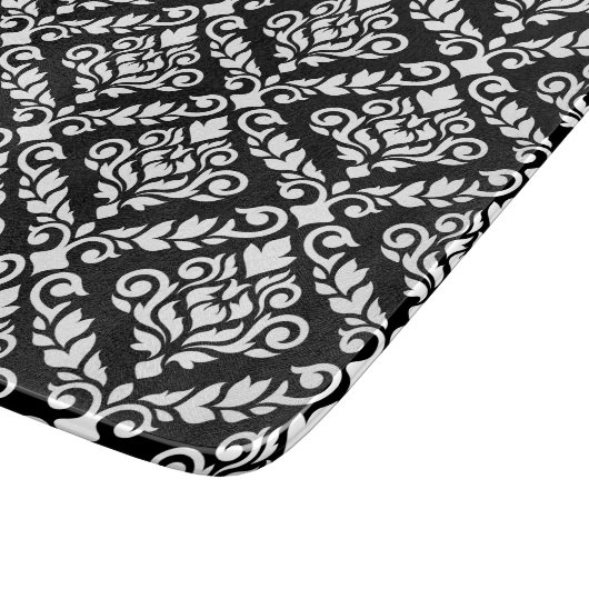 Planche À Découper Modèle Prima Damask blanc sur noir (Coin)