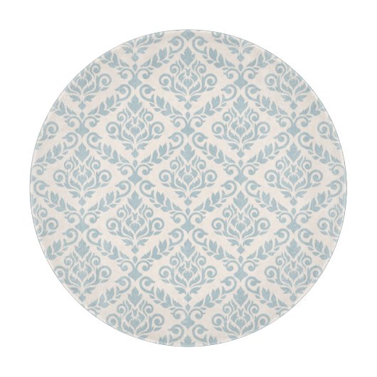 Planche À Découper Modèle Prima Damask bleu sur crème (Devant)