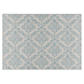 Planche À Découper Modèle Prima Damask bleu sur crème (Devant)