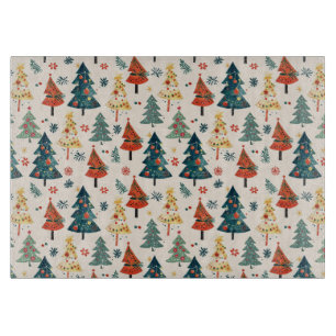 Planche À Découper Modèle sans couture d'arbres de Noël en pin coloré